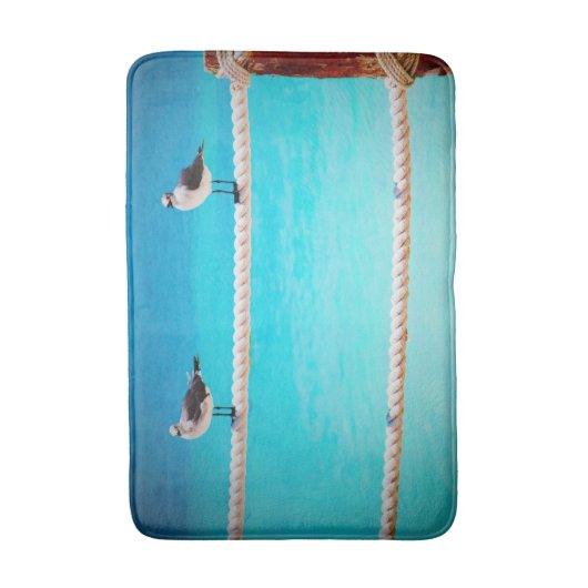 Zeemeeuw strand vogels turquoise oceaan foto kust badmat (Voorkant Verticaal)