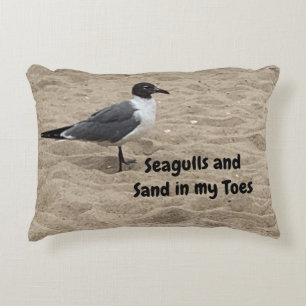 Zeemeeuw, Strandzand, Strandleven, Strandscène Accent Kussen