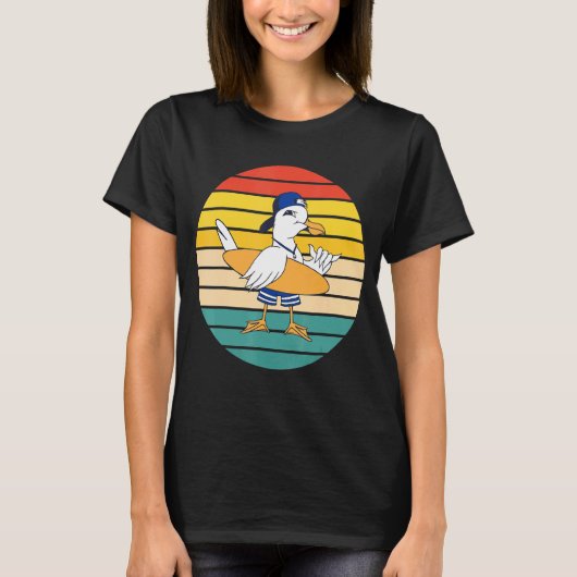 Zeemeeuw surfen t-shirt (Voorkant)