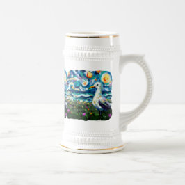 Zeemeeuw Van Gogh Style Beach Sky Blue Blauwgroen Bierpul