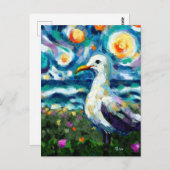 Zeemeeuw Van Gogh Style Beach Sky Blue Blauwgroen Briefkaart (Voorkant / Achterkant)