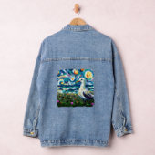 Zeemeeuw Van Gogh Style Beach Sky Blue Blauwgroen Denim Jacket (Hangar)