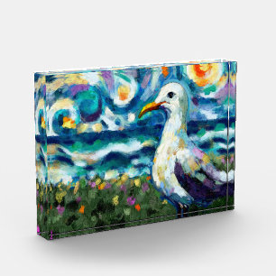 Zeemeeuw Van Gogh Style Beach Sky Blue Blauwgroen Fotoblokken