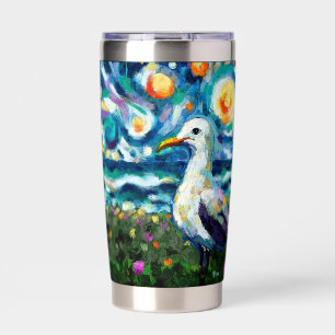 Zeemeeuw Van Gogh Style Beach Sky Blue Blauwgroen Geïsoleerde Drinkbeker