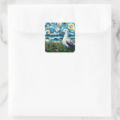 Zeemeeuw Van Gogh Style Beach Sky Dank u Vierkante Sticker (Tas)