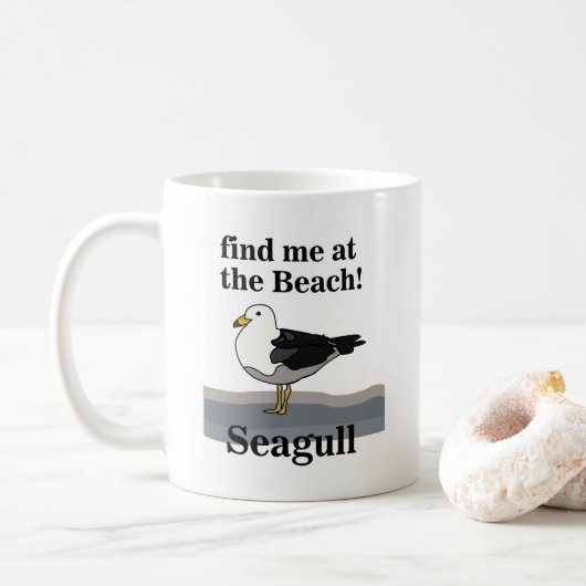 Zeemeeuw vind me bij het strand Funny Beach House Koffiemok (Met donut)