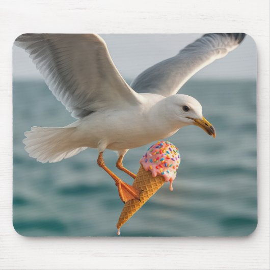 Zeemeeuw vliegen met een smeltende ijskegel muismat (Voorkant)