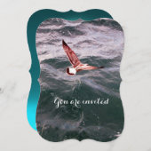 ZEEMEEUW VLIEGT OVER DE GOLVEN STRAND BRUILOFT KAART (Voorkant / Achterkant)