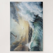 Zeemeeuw vliegt over Stormy Zee Legpuzzel (Verticaal)