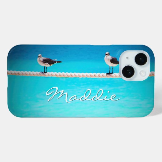 Zeemeeuw vogel oceaan foto aangepaste naam script  Case-Mate iPhone case (Achterkant (horizontaal))