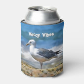 Zeemeeuw Vogel Rust op het strand Schattigee Koelb Blikjeskoeler (Blikje Voorkant)