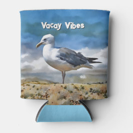 Zeemeeuw Vogel Rust op het strand Schattigee Koelb Blikjeskoeler