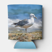 Zeemeeuw Vogel Rust op het strand Schattigee Koelb Blikjeskoeler (Achterkant)