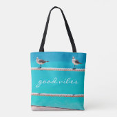 Zeemeeuw Vogels Turquoise Oceaan Foto Goede Vibes Tote Bag (Achterkant)