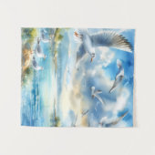 Zeemeeuw Waterverf schilderij wandtapijt Wandkleed (Voorkant (horizontaal))