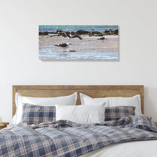 Zeemeeuwen aan de kust canvas afdruk (Insitu (Slaapkamer))