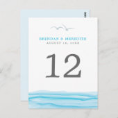 Zeemeeuwen boven de Ocean Table Number Briefkaart (Voorkant / Achterkant)