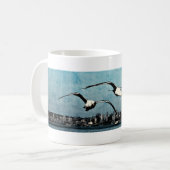 Zeemeeuwen boven Seattle Mok (Voorkant links)