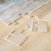 Zeemeeuwen die op een strand vliegen legpuzzel (Zijkant)