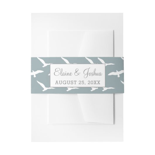 zeemeeuwen donkerblauwe strand uitnodiging tailleb uitnodigingen wikkel (Voorkant Voorbeeld)