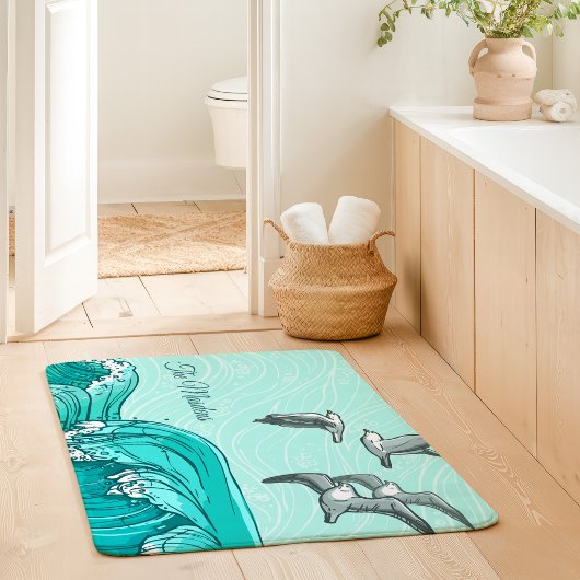 Zeemeeuwen en oceaangolven familienaam badmat