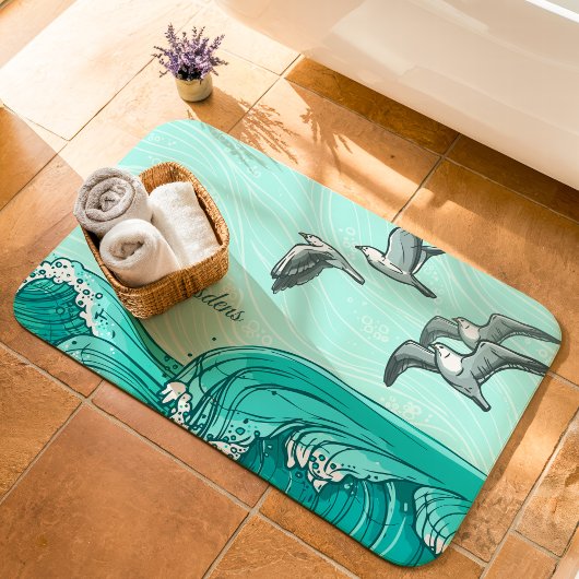 Zeemeeuwen en oceaangolven familienaam badmat