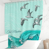 Zeemeeuwen en oceaangolven Monogram Douchegordijn