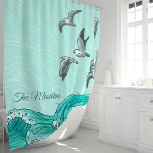 Zeemeeuwen en oceaangolven Monogram Douchegordijn