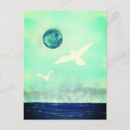 Zeemeeuwen en Zee Glass Green Skies Briefkaart