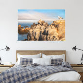 Zeemeeuwen op Rocky Coastline Canvas Afdruk (Insitu (Slaapkamer))