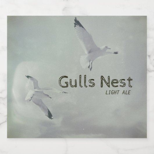 Zeemeeuwen Strandvogels In-flight Retro Bird Bier Etiket (Enkel label)