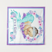 Zeemeisje Baby Shower Achtergrond Banner Wandkleed (Voorkant (horizontaal))