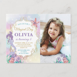 Zeemeisje Verjaardag Onder Zee  Foto Uitnodiging