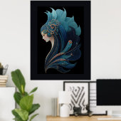 ZEEMEISJE ZWART #2 POSTER (Thuiskantoor)