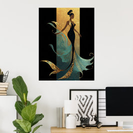 ZEEMEISJE ZWART SERIE #1 Postkaart Poster