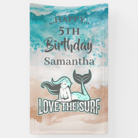 ZEEMEISJES FEEST Surfblauwe thema Banner (Verticaal)