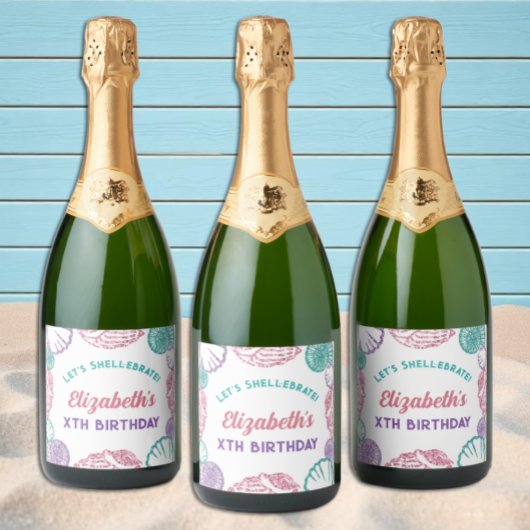 Zeemeisjes Verjaardag Sparkling Wijnetiket
