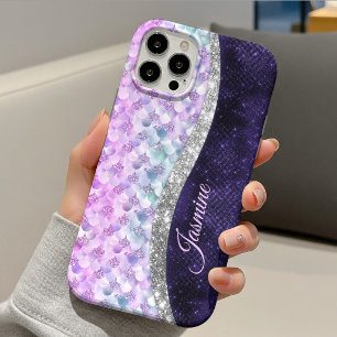 Zeemeisjeshuid paarse zilveren nepschittering mono Case-Mate iPhone case