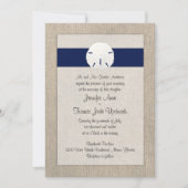 Zeemijl dollair Beach Wedding Invitation Navy Blue Kaart (Voorkant)