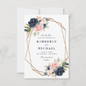 zeemijl en blozen geometrisch sparen de datumkaart save the date (Voorkant)