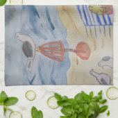 Zeemijlen op de keukendoek van het strand theedoek (Gevouwen)