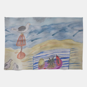 Zeemijlen op de keukendoek van het strand theedoek
