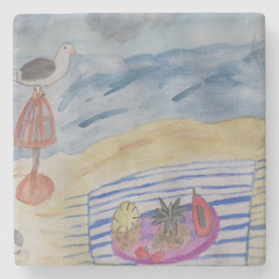 Zeemijlen op de strand stenen onderzetter
