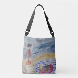 Zeemijlen op het strand crossbody tas