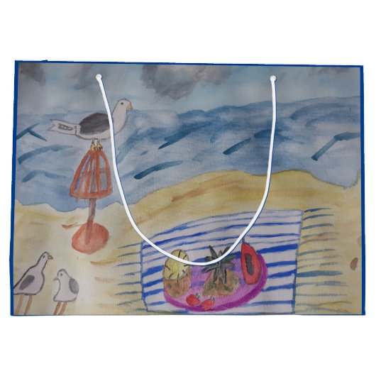 Zeemijlen op het strand groot cadeauzakje (Achterkant)