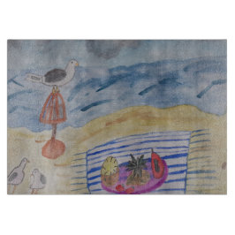 Zeemijlen op het strand snijplank