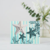 zeemijlpalen zeekblauwe zeesterren briefkaart (Staand voorkant)