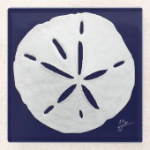 Zeemijver, witte en zwarte goudmakreel glazen onderzetter (Voorkant)