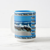 zeemleder op de balkstokken, tweekleurige koffiemok (Voorkant links)