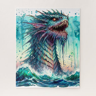 Zeemonster rijzend uit de oceaan legpuzzel